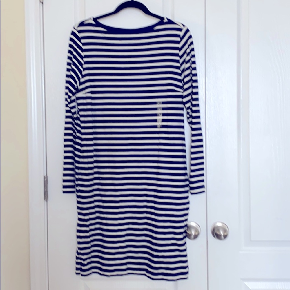 UNIQLO navy blue striped boat neck dress